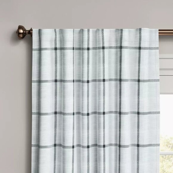 Hearth & Hand Blackout Gray Windowpane Single Rod Pocket Curtain Panel 50" x 95" - Picture 2 of 7